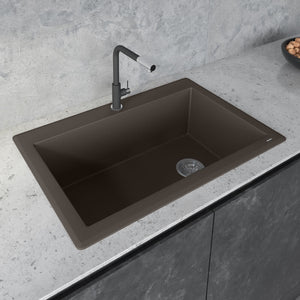 Alternate Image for Ruvati epiGranite 33" Drop-in Topmount Granite Composite Kitchen Sink, Espresso / Coffee Brown, RVG1033ES