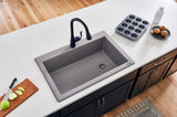 Alternative View of Ruvati epiGranite 33" Drop-in Topmount Granite Composite Kitchen Sink, Urban Gray, RVG1033GR