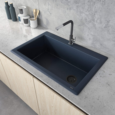 Main Image of Ruvati epiGranite 33" Drop-in Topmount Granite Composite Kitchen Sink, Catalina Blue, RVG1033LU
