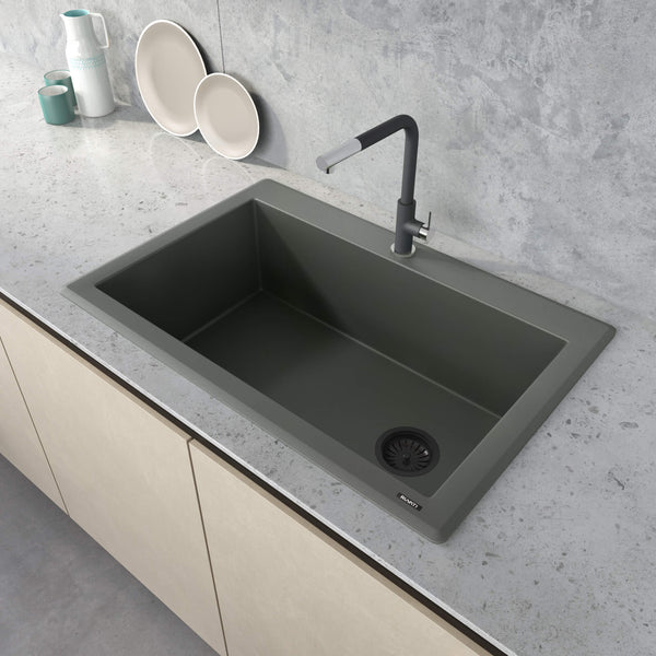 Main Image of Ruvati epiGranite 33" Drop-in Topmount Granite Composite Kitchen Sink, Juniper Green, RVG1033RN