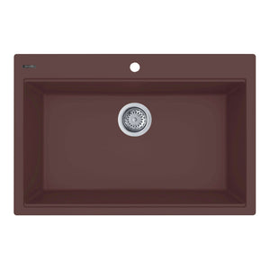 Alternate Image for Ruvati 33 x 22 inch epiGranite Drop-in Topmount Granite Composite Single Bowl Kitchen Sink, Espresso Brown, RVG1080ES