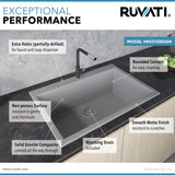 Alternative View of Ruvati epiGranite 33" Drop-in Topmount Granite Composite Kitchen Sink, Silver Gray, RVG1080GR