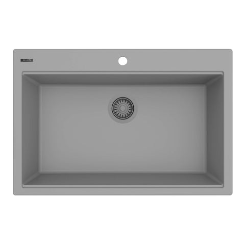 Main Image of Ruvati 33 x 22 inch epiGranite Drop-in Topmount Granite Composite Single Bowl Kitchen Sink, Urban Gray, RVG1080UG