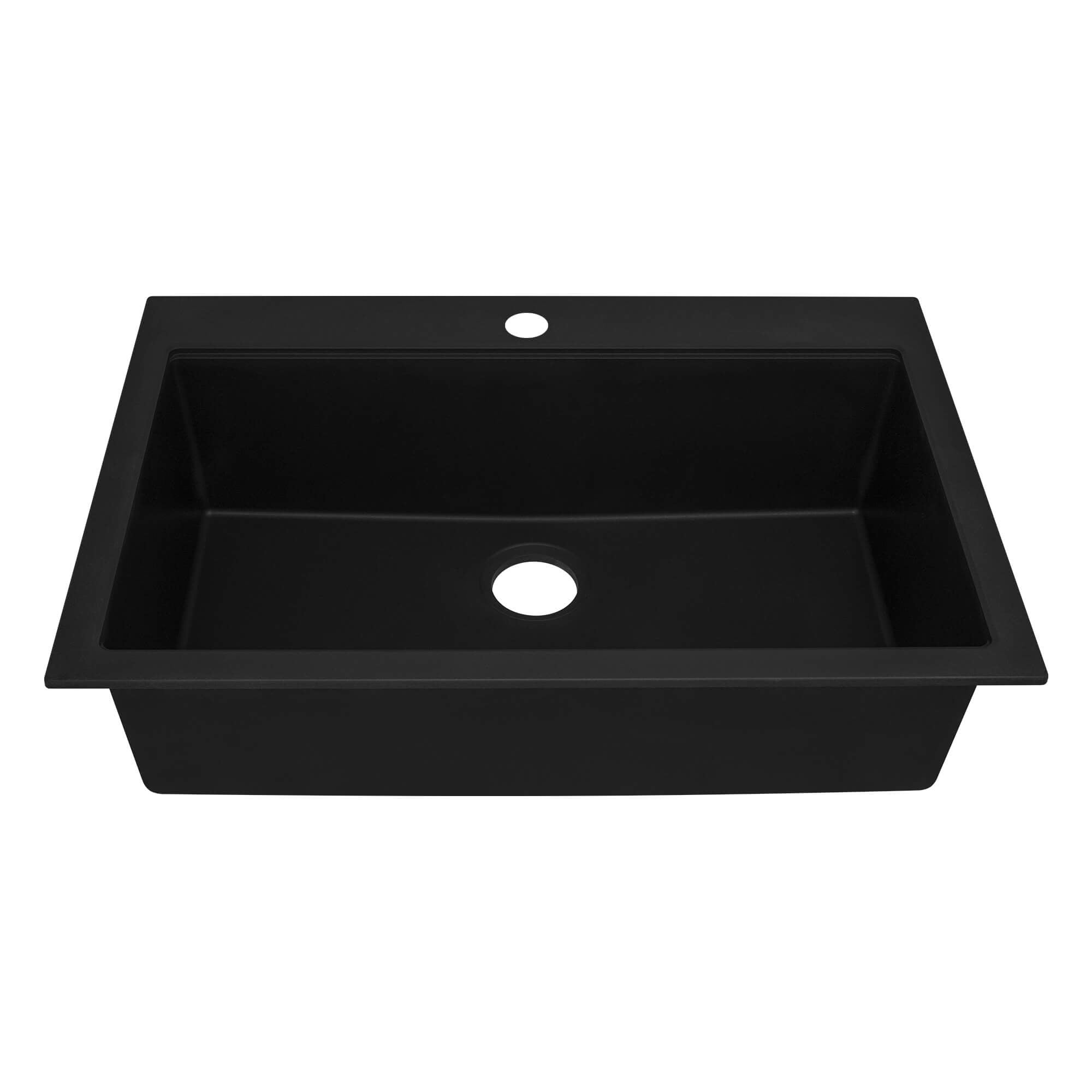 Ruvati epiGranite 33" Drop In Granite Composite Workstation Kitchen Sink, Midnight Black, RVG1083BK Product Image