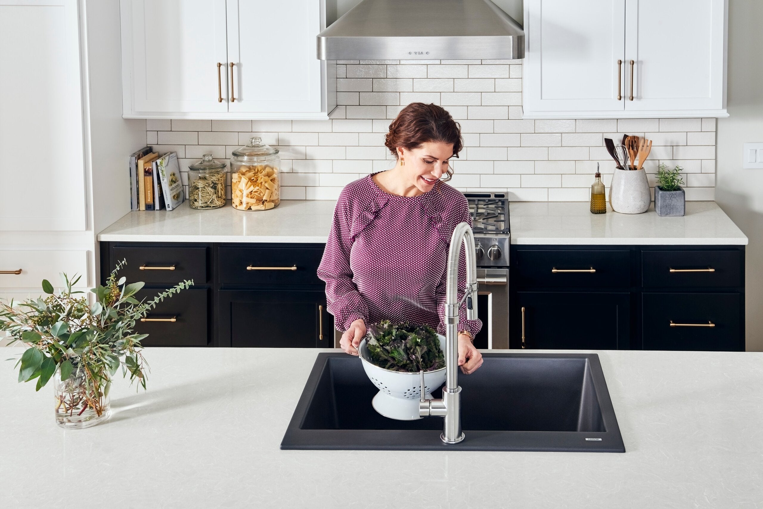 Ruvati epiGranite 33" Drop In Granite Composite Workstation Kitchen Sink, Midnight Black, RVG1083BK Product Image