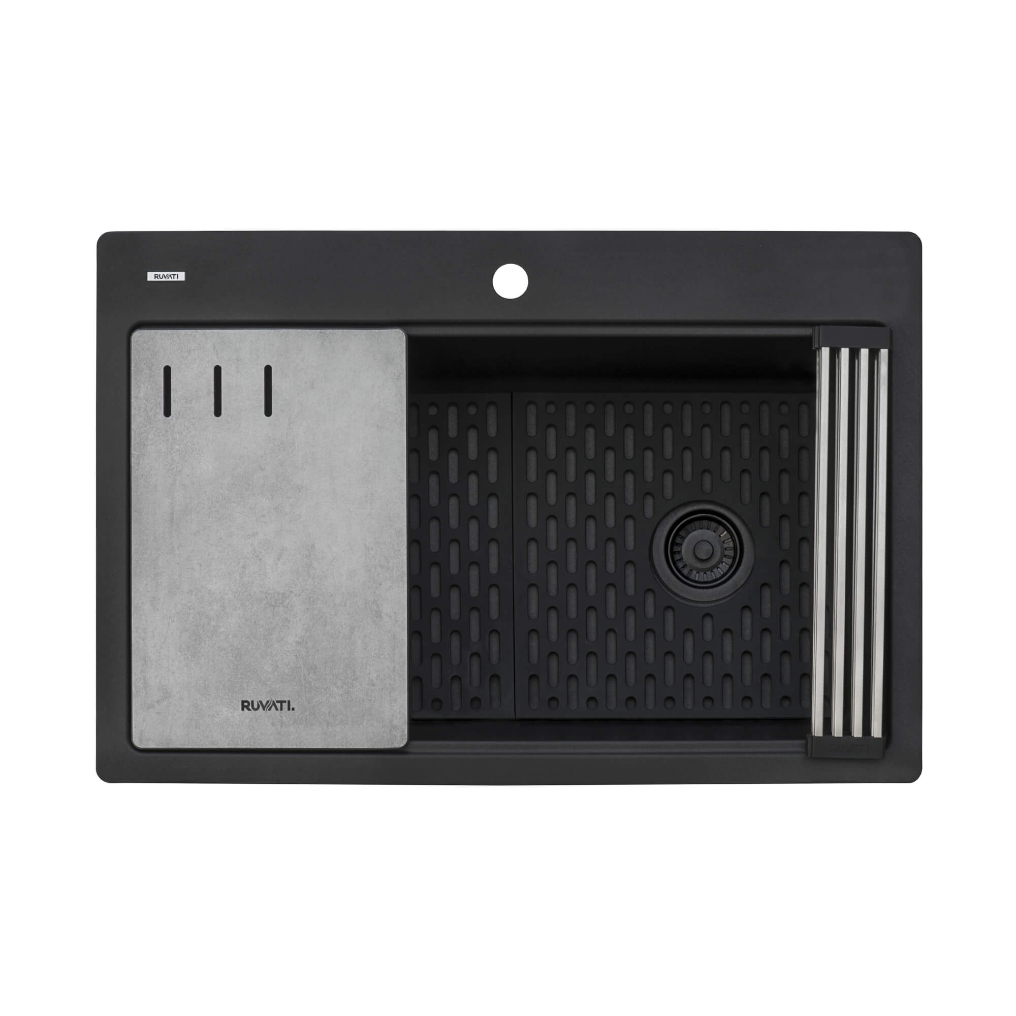 Alternative View of Ruvati epiStage 33" Drop-in Topmount Granite Composite Workstation Kitchen Sink, Midnight Black, RVG1302BK
