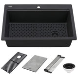 Alternative View of Ruvati epiStage 33" Drop-in Topmount Granite Composite Workstation Kitchen Sink, Midnight Black, RVG1302BK