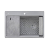 Alternative View of Ruvati epiStage 33" Drop-in Topmount Granite Composite Workstation Kitchen Sink, Silver Gray, RVG1302GR