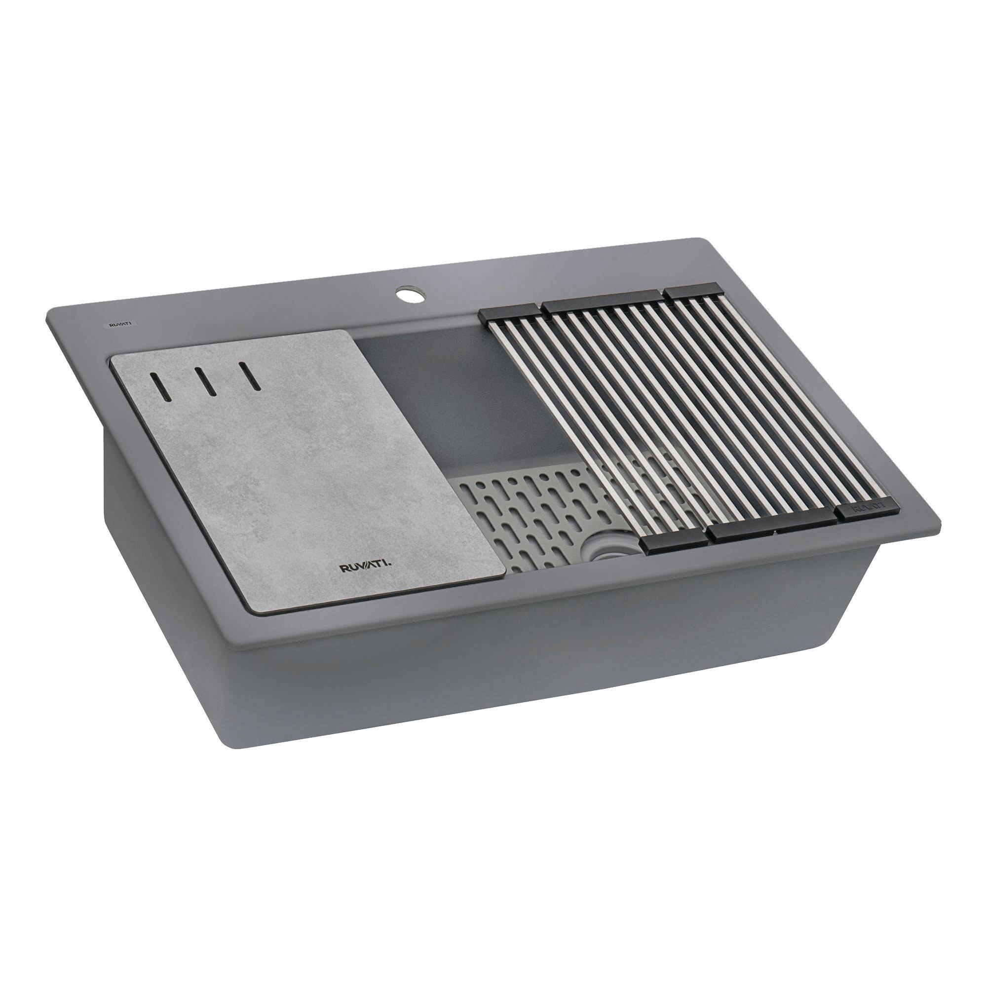 Alternative View of Ruvati epiStage 33" Drop-in Topmount Granite Composite Workstation Kitchen Sink, Urban Gray, RVG1302UG