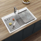 Main Image of Ruvati epiStage 33" Drop-in Topmount Granite Composite Workstation Kitchen Sink, Arctic White, RVG1302WH