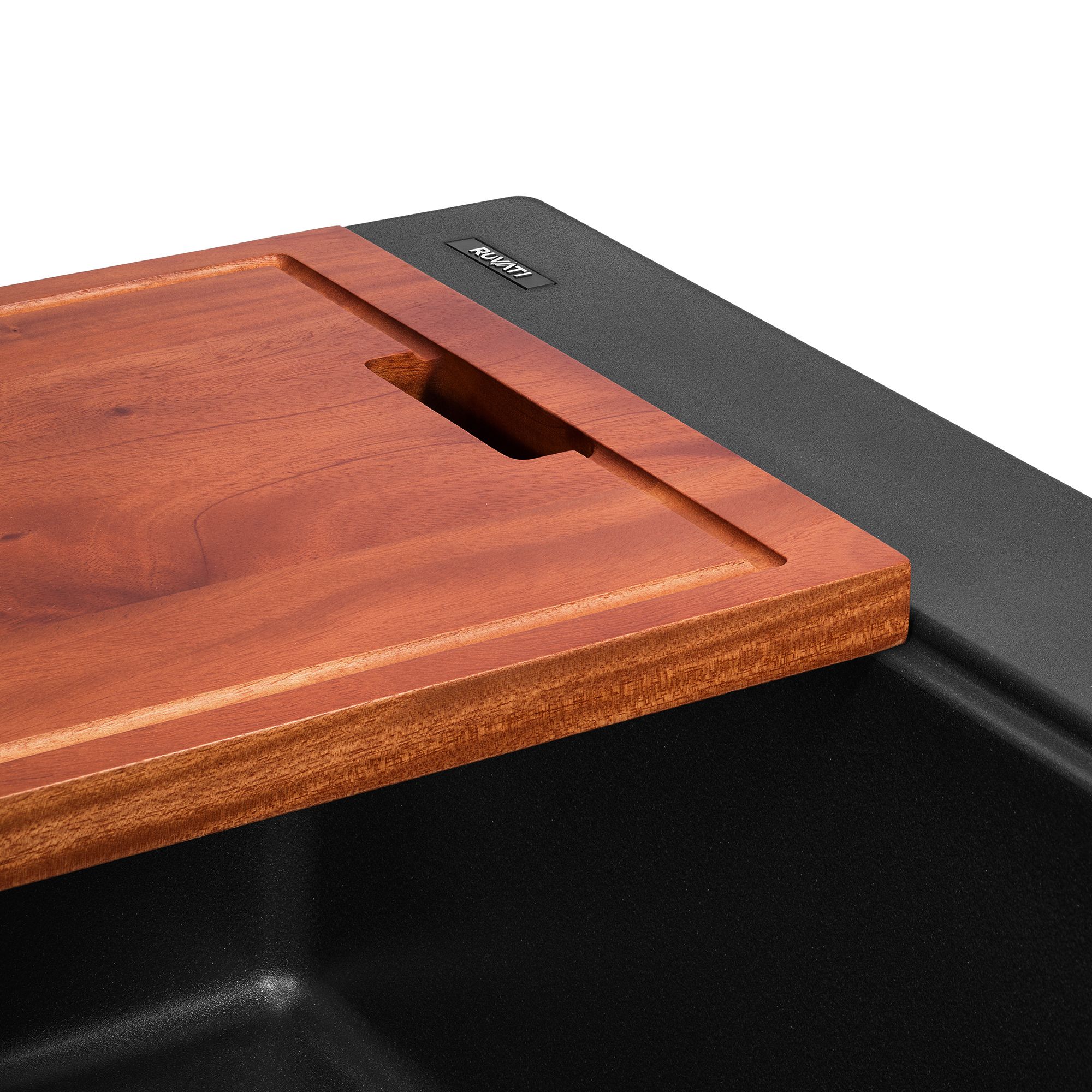 Ruvati epiGranite 33" Drop In Granite Composite Workstation Kitchen Sink, Midnight Black, RVG1303BK Product Image