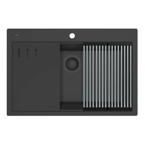 Alternate Image for Ruvati epiStage 33-inch Granite Composite Workstation Matte Black Drop-in Topmount Kitchen Sink, RVG1306BK