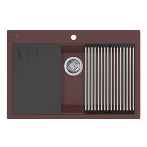 Alternate Image for Ruvati epiStage 33-inch Granite Composite Workstation Drop-in Topmount Kitchen Sink Espresso, RVG1306ES