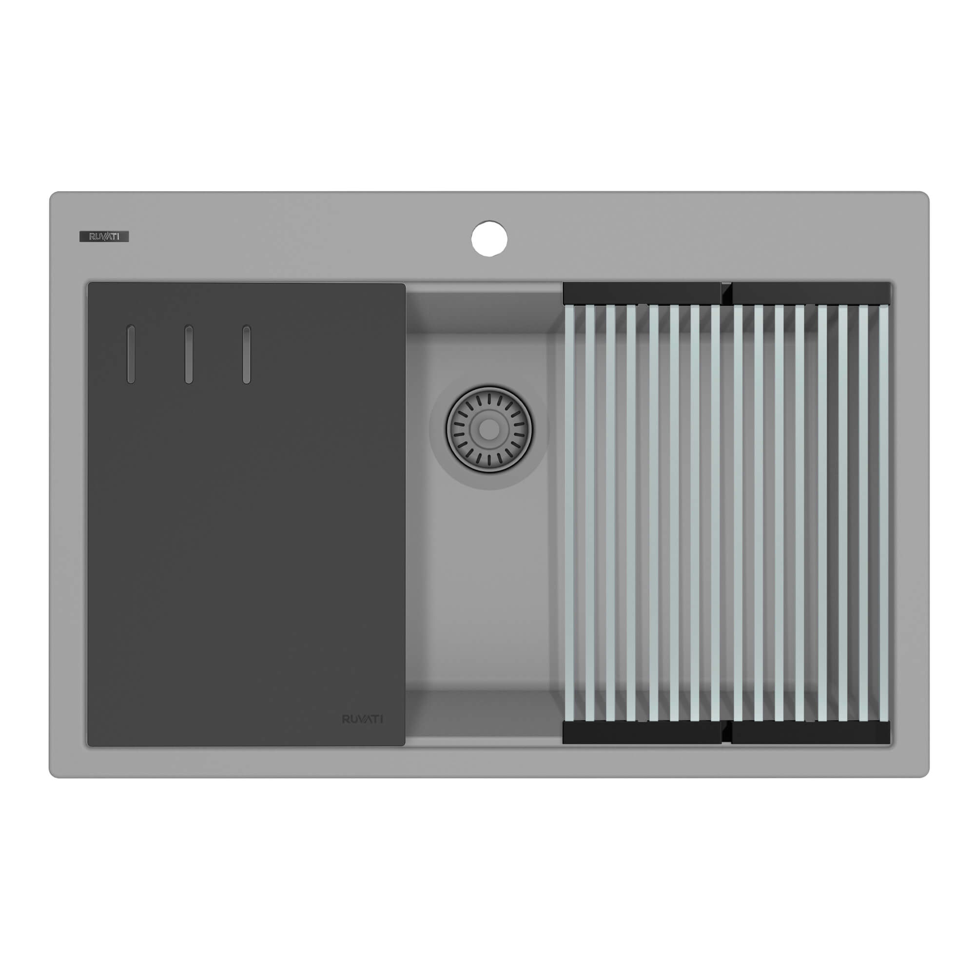 Main Image of Ruvati epiStage 33-inch Granite Composite Workstation Drop-in Topmount Kitchen Sink Urban Gray, RVG1306UG
