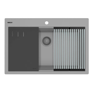 Alternate Image for Ruvati epiStage 33-inch Granite Composite Workstation Drop-in Topmount Kitchen Sink Urban Gray, RVG1306UG