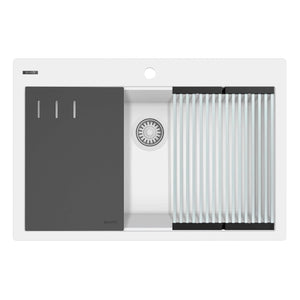 Alternate Image for Ruvati epiStage 33-inch Granite Composite Workstation Drop-in Topmount Kitchen Sink Matte White, RVG1306WH