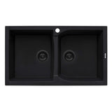 Alternative View of Ruvati epiGranite 34" Dual-Mount Granite Composite Kitchen Sink, 50/50 Double Bowl, Midnight Black, RVG1319BK