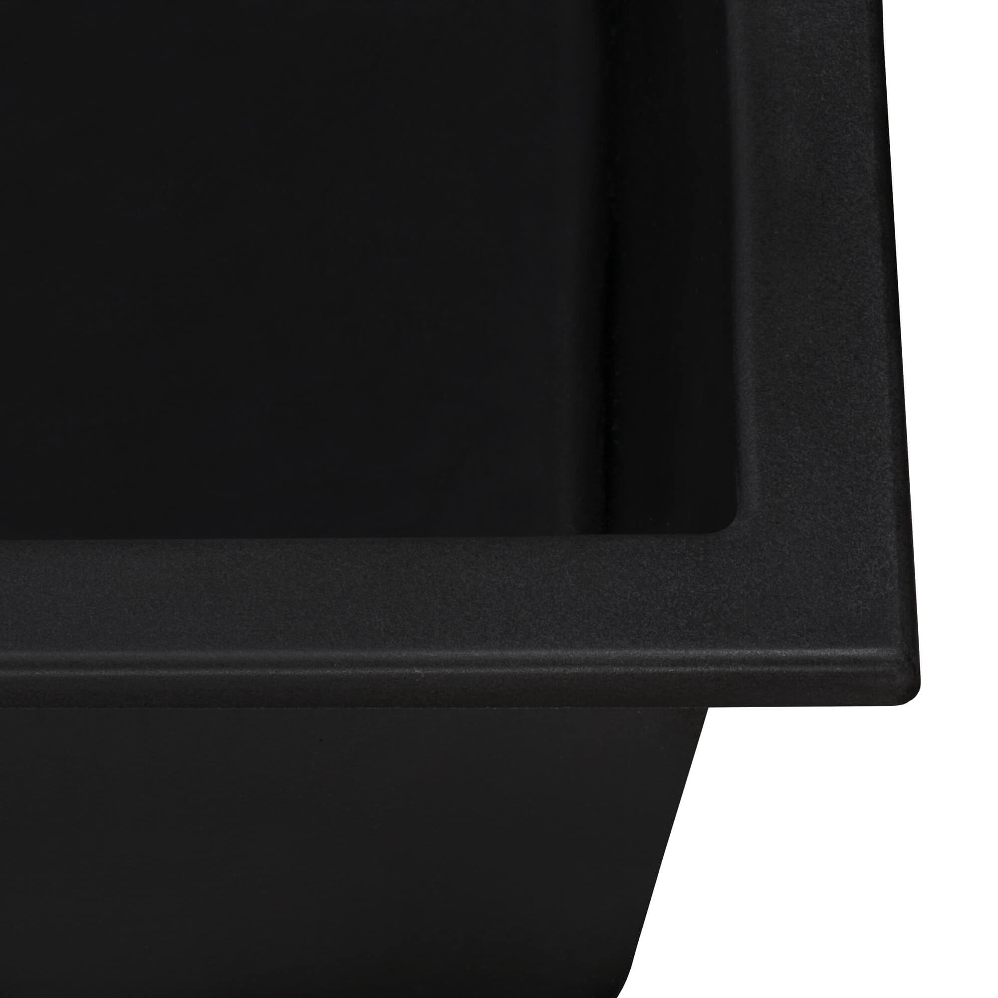 Alternative View of Ruvati epiGranite 34" Dual-Mount Granite Composite Kitchen Sink, 50/50 Double Bowl, Midnight Black, RVG1319BK