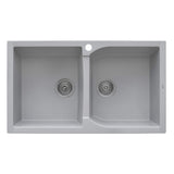 Alternative View of Ruvati epiGranite 34" Dual-Mount Granite Composite Kitchen Sink, 50/50 Double Bowl, Silver Gray, RVG1319GR