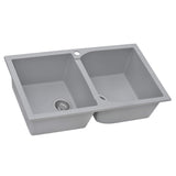Alternative View of Ruvati epiGranite 34" Dual-Mount Granite Composite Kitchen Sink, 50/50 Double Bowl, Silver Gray, RVG1319GR