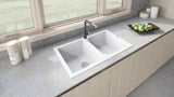 Alternative View of Ruvati epiGranite 34" Dual-Mount Granite Composite Kitchen Sink, 50/50 Double Bowl, Arctic White, RVG1319WH