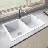 Main Image of Ruvati epiGranite 34" Dual-Mount Granite Composite Kitchen Sink, 50/50 Double Bowl, Arctic White, RVG1319WH