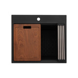 Ruvati 25-inch epiRock Workstation Charcoal Black Topmount Laundry Sink, Composite, RVG1321CK