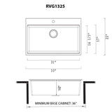 Ruvati 33-inch epiRock Workstation Warm White Topmount Kitchen Sink, Composite, RVG1325WB