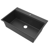 Main Image of Ruvati 33-inch epiRock Workstation Charcoal Black Topmount Kitchen Sink, Composite, RVG1325CK