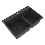 Alternative View of Ruvati 33-inch epiRock Workstation Charcoal Black Double Bowl Topmount Kitchen Sink, Composite, RVG1327CK