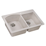 Alternative View of Ruvati epiGranite 33" Dual-Mount Granite Composite Kitchen Sink, 55/45 Double Bowl, Caribbean Sand, RVG1344CS