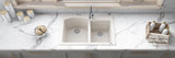 Alternative View of Ruvati epiGranite 33" Dual-Mount Granite Composite Kitchen Sink, 55/45 Double Bowl, Caribbean Sand, RVG1344CS