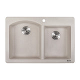 Alternative View of Ruvati epiGranite 33" Dual-Mount Granite Composite Kitchen Sink, 55/45 Double Bowl, Caribbean Sand, RVG1344CS