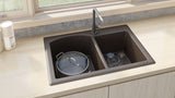 Alternative View of Ruvati epiGranite 33" Dual-Mount Granite Composite Kitchen Sink, 55/45 Double Bowl, Espresso / Coffee Brown, RVG1344ES