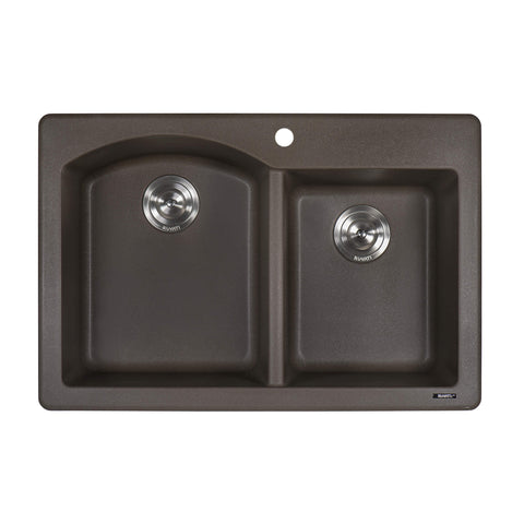Main Image of Ruvati epiGranite 33" Dual-Mount Granite Composite Kitchen Sink, 55/45 Double Bowl, Espresso / Coffee Brown, RVG1344ES
