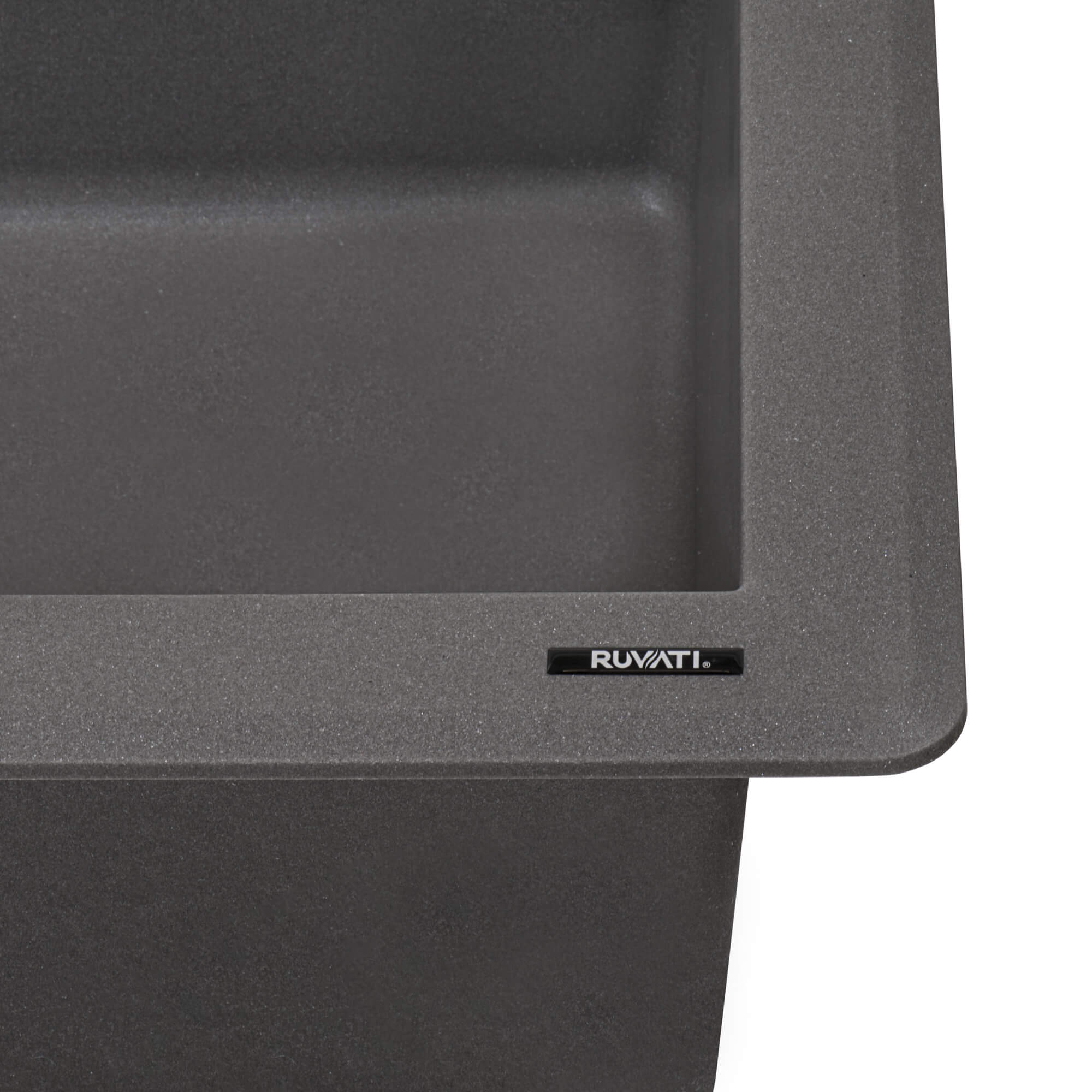 Alternative View of Ruvati epiGranite 33" Dual-Mount Granite Composite Kitchen Sink, 55/45 Double Bowl, Urban Gray, RVG1344GR