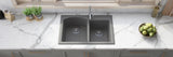 Alternative View of Ruvati epiGranite 33" Dual-Mount Granite Composite Kitchen Sink, 55/45 Double Bowl, Urban Gray, RVG1344GR