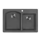 Alternative View of Ruvati epiGranite 33" Dual-Mount Granite Composite Kitchen Sink, 55/45 Double Bowl, Urban Gray, RVG1344GR