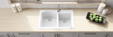 Alternative View of Ruvati epiGranite 33" Dual-Mount Granite Composite Kitchen Sink, 55/45 Double Bowl, Arctic White, RVG1344WH