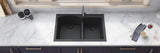 Alternative View of Ruvati epiGranite 33" Drop-in Topmount Granite Composite Kitchen Sink, 55/45 Double Bowl, Midnight Black, RVG1345BK