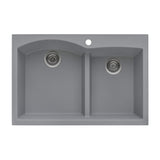 Alternative View of Ruvati epiGranite 33" Drop-in Topmount Granite Composite Kitchen Sink, 55/45 Double Bowl, Silver Gray, RVG1345GR
