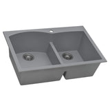 Alternative View of Ruvati epiGranite 33" Drop-in Topmount Granite Composite Kitchen Sink, 55/45 Double Bowl, Silver Gray, RVG1345GR