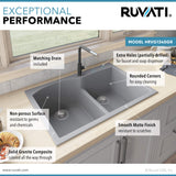 Alternative View of Ruvati epiGranite 33" Drop-in Topmount Granite Composite Kitchen Sink, 55/45 Double Bowl, Silver Gray, RVG1345GR