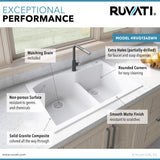 Alternative View of Ruvati epiGranite 33" Drop-in Topmount Granite Composite Kitchen Sink, 55/45 Double Bowl, Arctic White, RVG1345WH