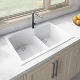 Main Image of Ruvati epiGranite 33" Drop-in Topmount Granite Composite Kitchen Sink, 55/45 Double Bowl, Arctic White, RVG1345WH