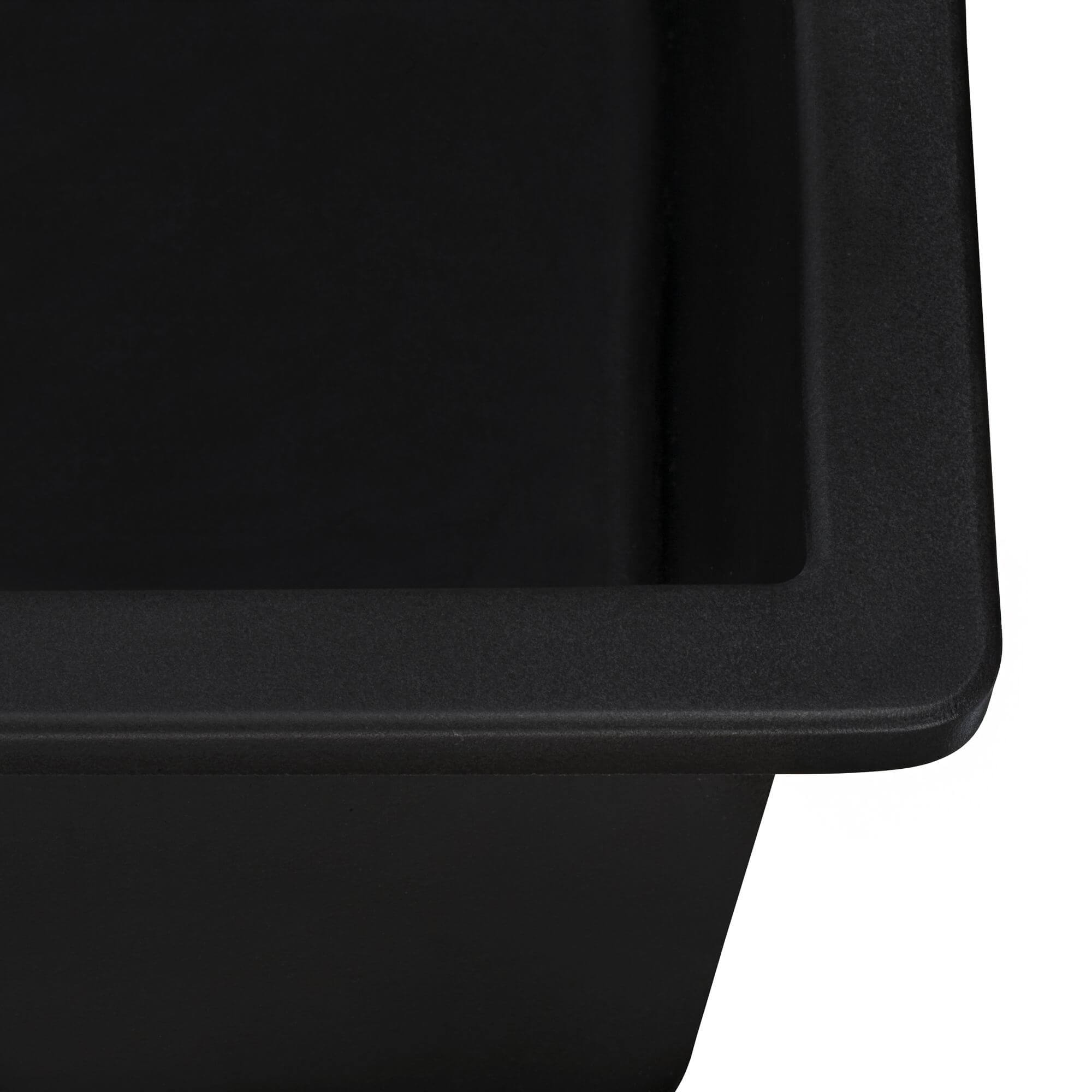 Ruvati epiGranite 33" Drop In Granite Composite Workstation Kitchen Sink, 60/40 Double Bowl, Midnight Black, RVG1347BK Product Image