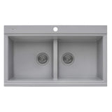 Alternative View of Ruvati epiGranite 34" Drop In Granite Composite Workstation Kitchen Sink, 50/50 Silver Gray, RVG1350GR