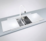 Alternative View of Ruvati epiGranite 34" Drop In Granite Composite Workstation Kitchen Sink, 50/50 Arctic White, RVG1350WH