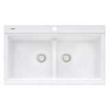Alternative View of Ruvati epiGranite 34" Drop In Granite Composite Workstation Kitchen Sink, 50/50 Arctic White, RVG1350WH