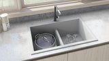 Alternative View of Ruvati epiGranite 33" Drop-in Topmount Granite Composite Kitchen Sink, 50/50 Low Divide Double Bowl, Silver Gray, RVG1385GR